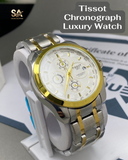 Tissot Two Tone White Chain Strap Chronograph Luxury Watch