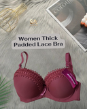 Women Comfortable Rose Gold Thick Padded Lace Bra