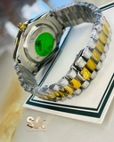 Rolex Date Just Two Tone Stainless Steel Emerald Dial Quartz Watch