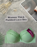 Women Comfortable Green Thick Padded Lace Bra