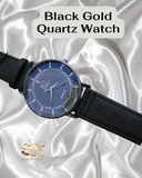 Black Gold Men's Classic Quartz Watch With Durable Straps