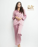 Pink 2 Piece Silk Night Suit