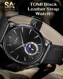 TOMI T-024 Black Leather Magnetic Luxury Strap Watch