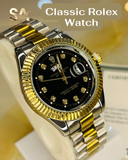 Rolex Day Date Two Tone Black Dial With Gold Steel Men's Watch