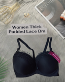 Women Comfortable Black Thick Padded Lace Bra