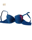 Women Comfortable Blue Thick Padded Lace Bra