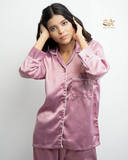 Pink 2 Piece Silk Night Suit
