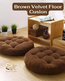 Premium Round Shape Velvet Floor Cushion - Set of 2 Pcs