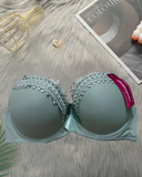 Women Comfortable Gray Thick Padded Lace Bra