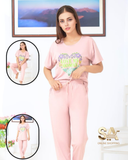 Women Sleepwear Half Sleeves Shirt With Trouser