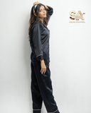 Black 2 Piece Silk Night Suit