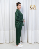 Green 2 Piece Silk Night Suit
