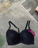 Women Comfortable Black Thick Padded Lace Bra