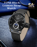 TOMI T-024 Black Leather Magnetic Luxury Strap Watch