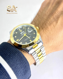 Rolex Day Date Two Tone Black Dial With Gold Steel Men's Watch