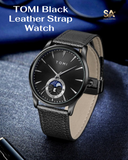 TOMI T-024 Black Leather Magnetic Luxury Strap Watch