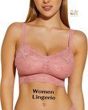 Poly Lace Fabric Bra With Removable Straps