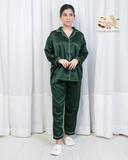 Green 2 Piece Silk Night Suit