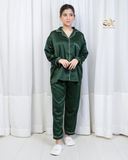 Green 2 Piece Silk Night Suit