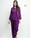 Purple 2 Piece Silk Night Suit