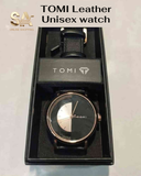 TOMI Half Black White Transparent Leather Strap Watch