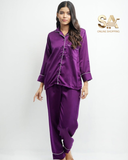 Purple 2 Piece Silk Night Suit