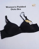 Black Soft Breathable Padded Dots Bra