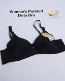 Black Soft Breathable Padded Dots Bra