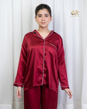 Red 2 Piece Silk Night Suit
