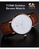 TOMI Brown Golden Leather Watch For Men & Women