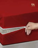 Terry Cotton Waterproof Red Mattress Cover Protector