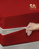 Terry Cotton Waterproof Red Mattress Cover Protector