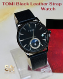 TOMI T-024 Black Leather Magnetic Luxury Strap Watch
