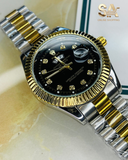 Rolex Day Date Two Tone Black Dial With Gold Steel Men's Watch