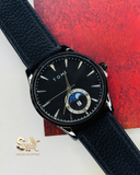 TOMI T-024 Black Leather Magnetic Luxury Strap Watch