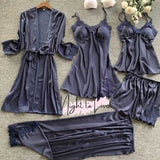 Women's Comfortable 5 Piece Nighty Dress With Imported Silk & Lace Design