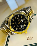 Rolex Day Date Two Tone Black Dial With Gold Steel Men's Watch