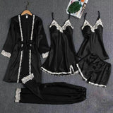 Women's Comfortable 5 Piece Nighty Dress With Imported Silk & Lace Design
