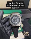 HUBLOT Silver Black Hologram Leather Strap Watch