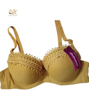 Women Comfortable Yellow Thick Padded Lace Bra