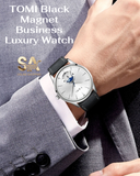 TOMI T-024 Black Leather Magnet Business Luxury Strap Watch