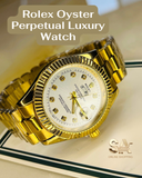 Rolex Day Date All Gold White Dial With Stainless Steel Quartz Watch