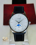 TOMI T-024 Black Leather Magnet Business Luxury Strap Watch