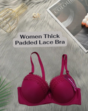 Women Comfortable Red Thick Padded Lace Bra