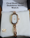 Oval Elegant Rose Gold Stainless Steel Ladies Watch