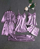 Women's Comfortable 5 Piece Nighty Dress With Imported Silk & Lace Design