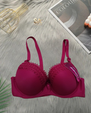 Women Comfortable Red Thick Padded Lace Bra