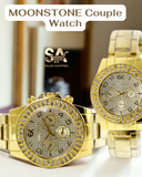 MOONSTONE Stone Dial Analog Quartz Couple Watch