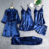 Women's Comfortable 5 Piece Nighty Dress With Imported Silk & Lace Design