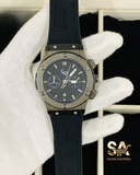 HUBLOT Silver Black Hologram Leather Strap Watch